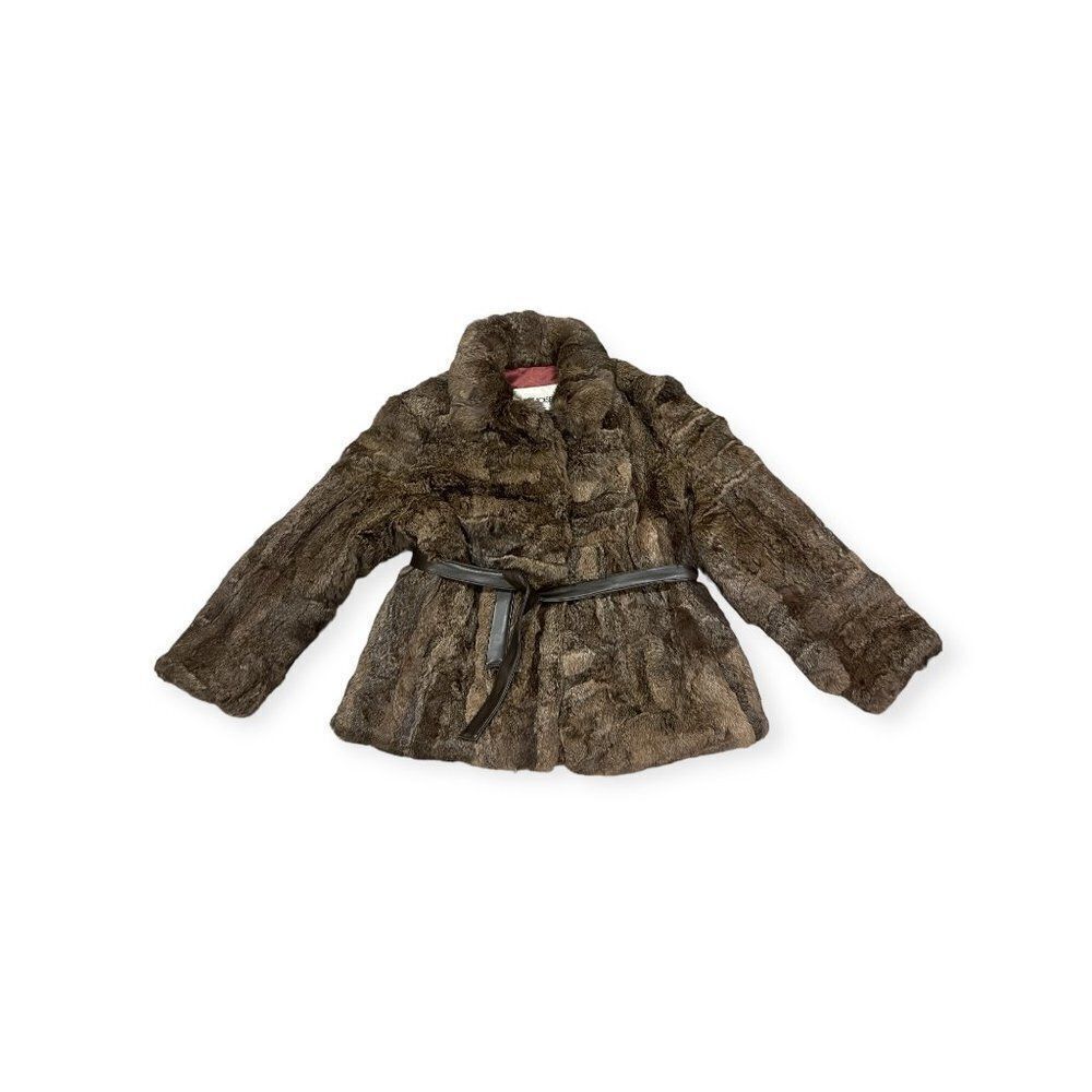 Madmoiselle Dark Brown Genuine Rabbit Fur Coat Womens L